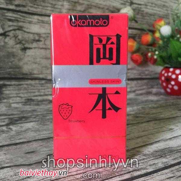 Bao cao su Okamoto strawberry huong dau2 1-shopthanhtung